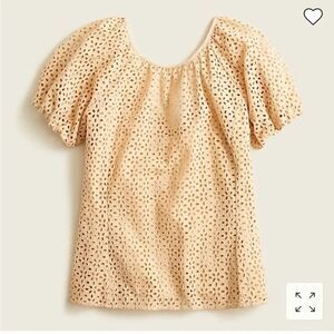 NWT J CREW Eyelet Puffed Sleeve Top with Camisole and Tie V Back